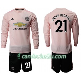 Camisolas de Futebol Manchester United ANDER HERRERA 21 Criança Equipamento Alternativa 2018/19 Manga Comprida